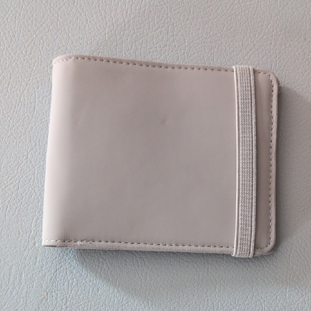 White Wallet & Card Holder with Coin Packet with Elastic Closure